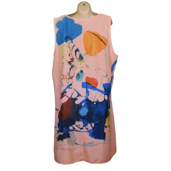 Misslook Dress XL Pink Abstract Print Sleeveless Pullover Cotton Polyester - Picture 3 of 11